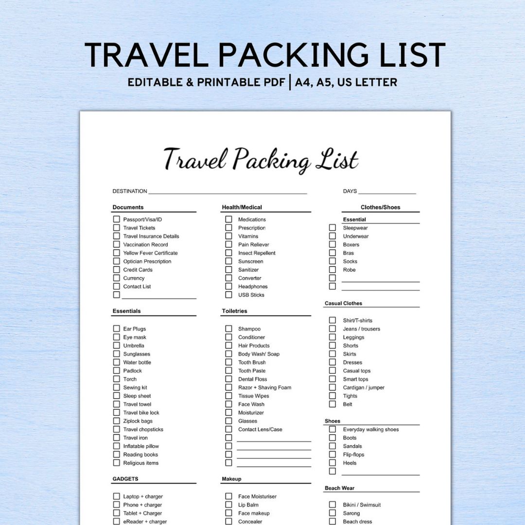 Travel Packing List