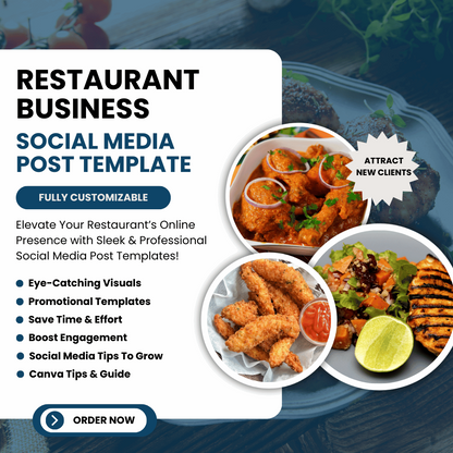 Restaurant Business | Social Media Post | Editable Canva Graphics | Sleek & Professional