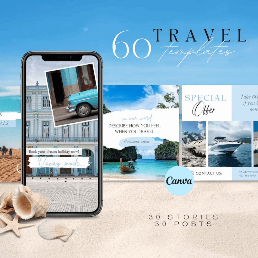 Tours & Travels | Social Media Post | Canva Template | Premium Graphics