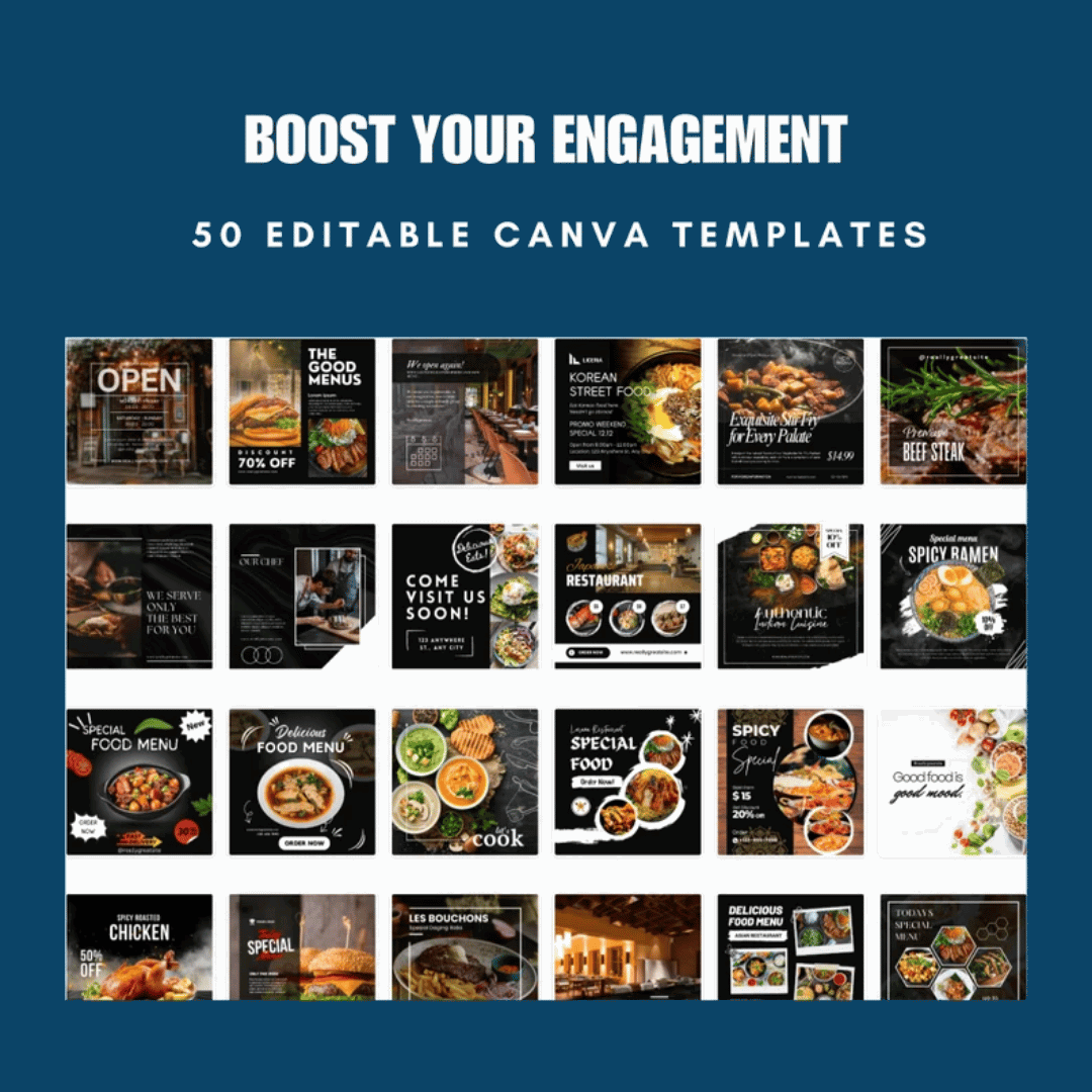 Restaurant Business | Social Media Post | Editable Canva Graphics | Sleek & Professional