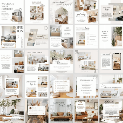 Interior Design | Social Media Post | Canva Template | Stunning & Editable Graphics