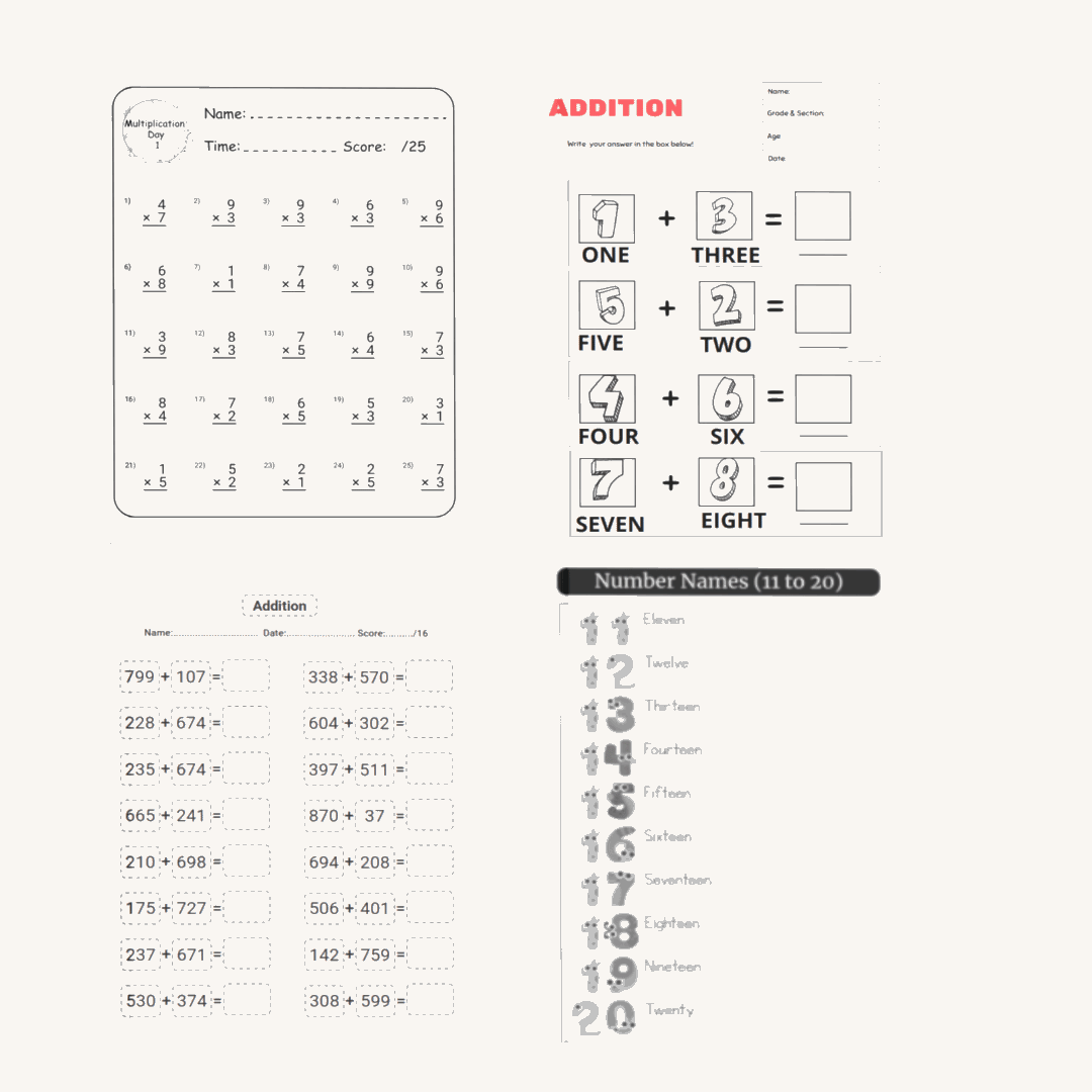 Comprehensive Math Worksheets for All Levels