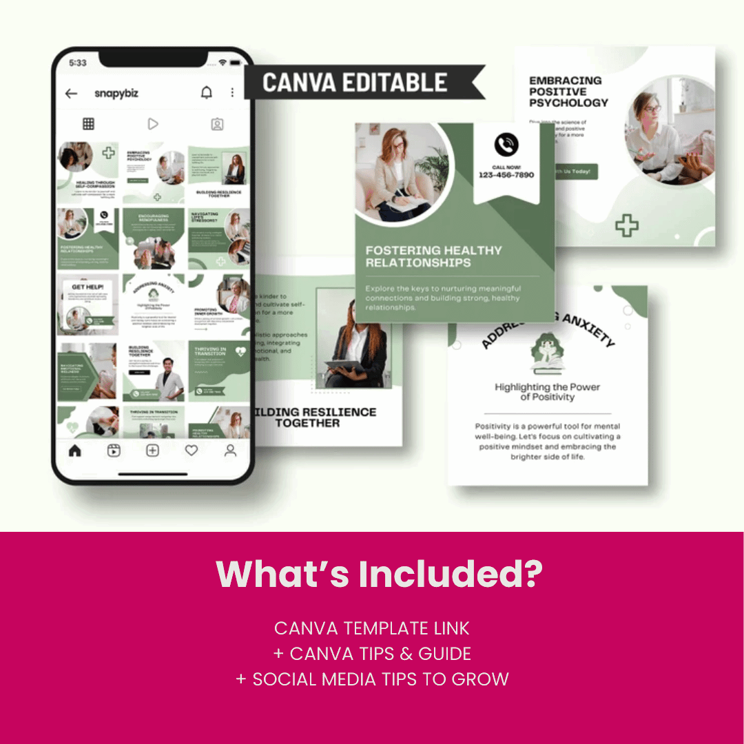 Psychologist | Social Media Post | Canva Template | Fully Editable