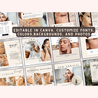 Skin Care & Spa | Social Media Post | Canva Template | Comprehensive Collection