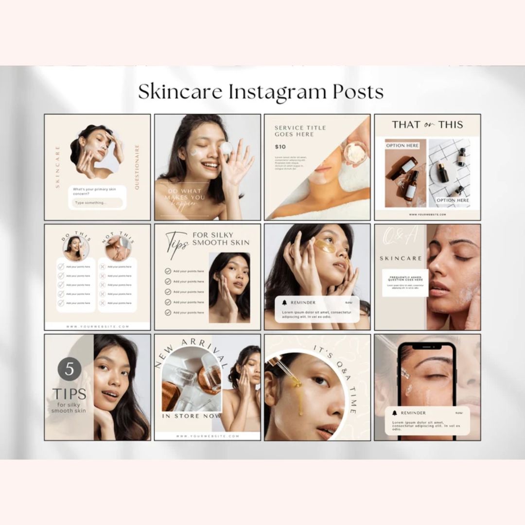 Skin Care & Spa | Social Media Post | Canva Template | Comprehensive Collection