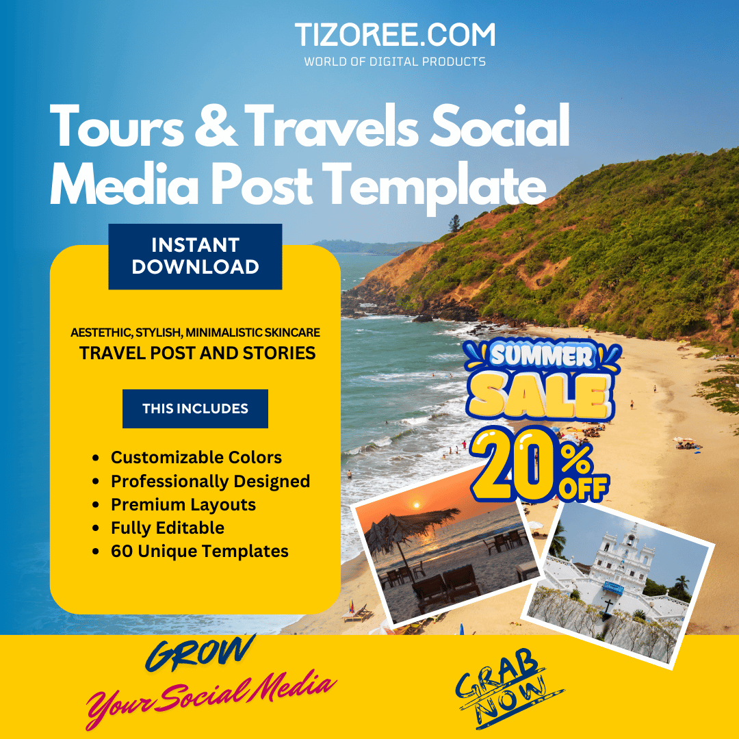 Tours & Travels | Social Media Post | Canva Template | Premium Graphics