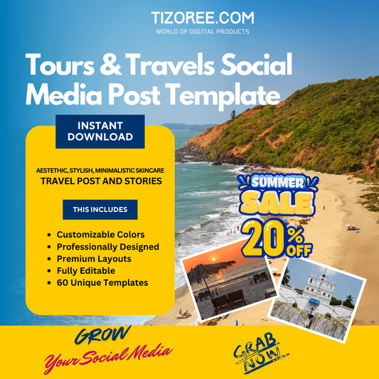 Tours & Travels | Social Media Post | Canva Template | Premium Graphics