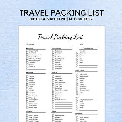 Travel Packing List